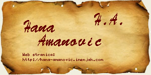 Hana Amanović vizit kartica